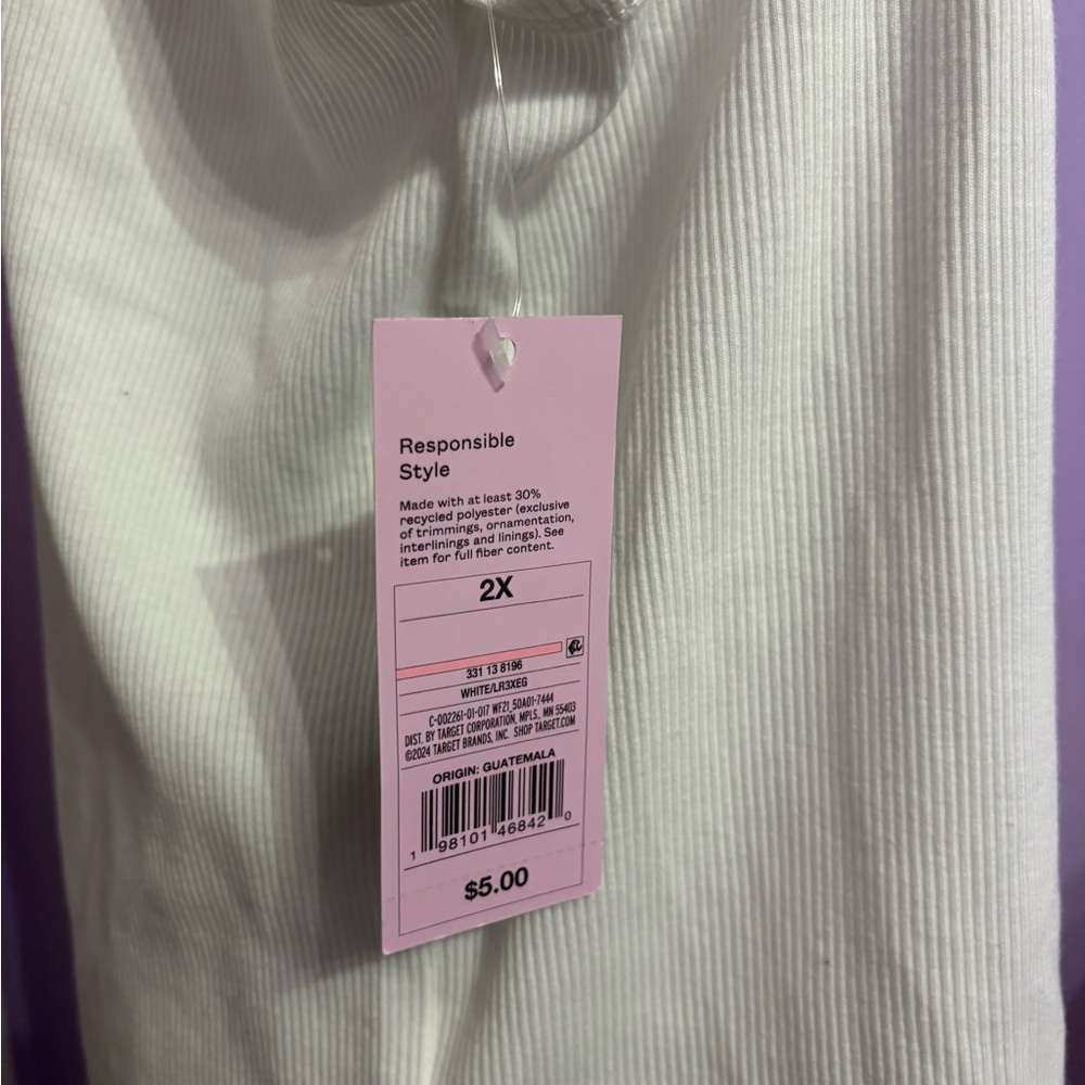 Wild Fable White Ribbed Tank Top - Picture 3 of 4